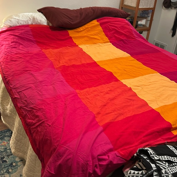 🩷❤️🩷IKEA Brunkrissla duvet cover queen color block magenta gold red cotton - Picture 1 of 6